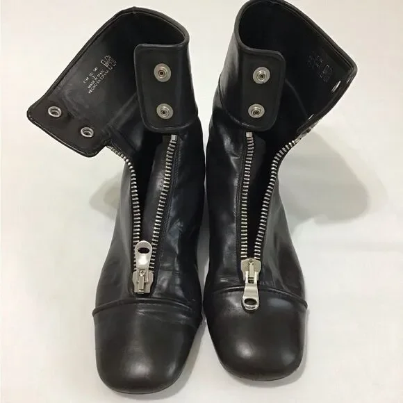 Zara Woman Black Studio Flat Ankle Zip Boots Size 39 - Picture 3 of 10